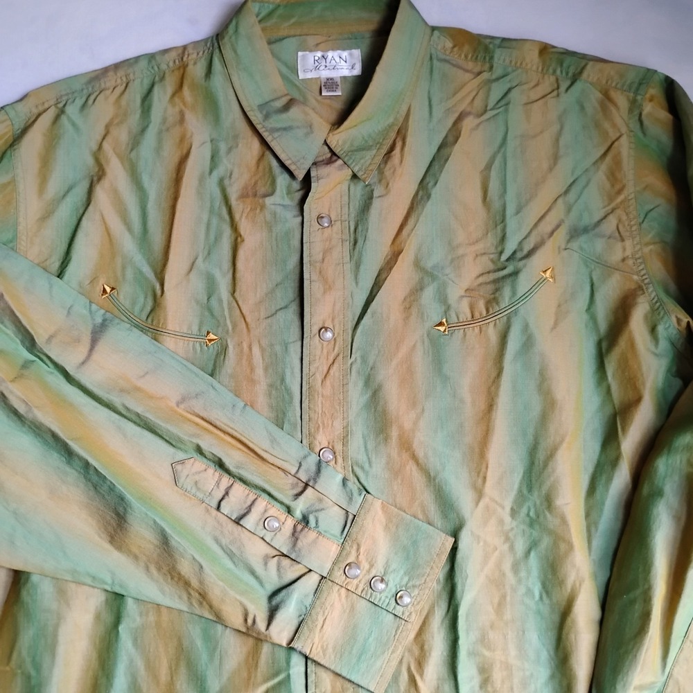 Ryan Michael Shirt XXL 2x Mens Pearl Snap Silk Cotton Western Cowboy Ombre